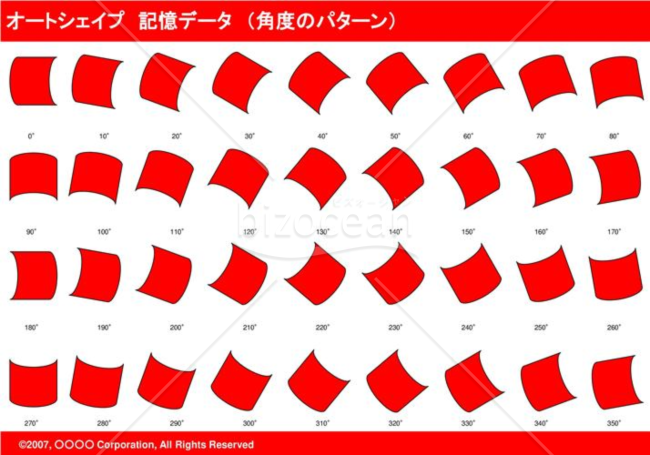 オートシェイプ　記憶データ　（パターン角度）(レッド)