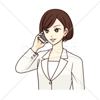 携帯で電話している女性のイラスト