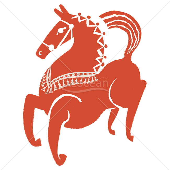 【2026年】「イラスト」異国情緒あふれる民芸品風の馬