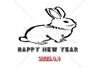 ★シンプルで可愛いウサギ★横★2023年うさぎ年　年賀状デザイン★