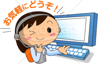 電話問い合わせを促す女性のイラスト