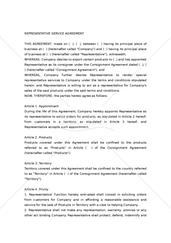 【和・英対訳】代行サービス契約書(3a003)／REPRESENTATIVE SERVICE AGREEMENT