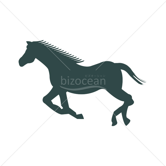 【2026年】「イラスト」深緑色で駆ける馬のシルエット