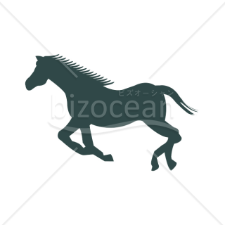 【2026年】「イラスト」深緑色で駆ける馬のシルエット