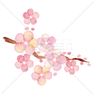 【イラスト】淡い水彩で描かれた梅の木03