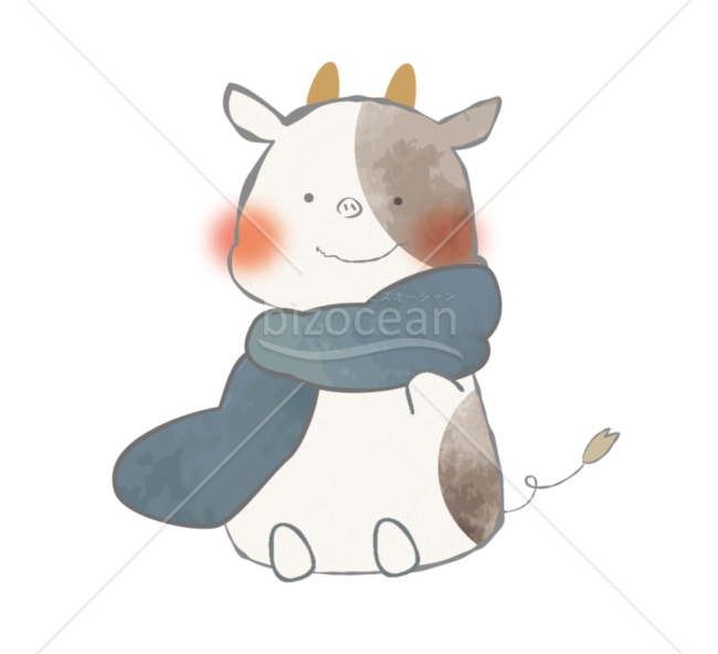 【イラスト】冬の牛さん