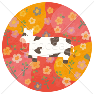 【png画像】牛とお花の挿絵２