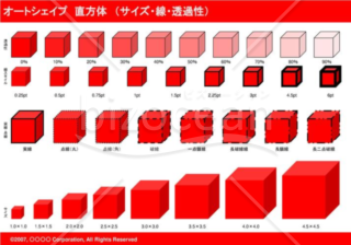 オートシェイプ　直方体　（サイズ・線・透過性）（レッド）