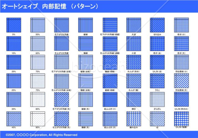 オートシェイプ　内部記憶　（パターン）　（ブルー）