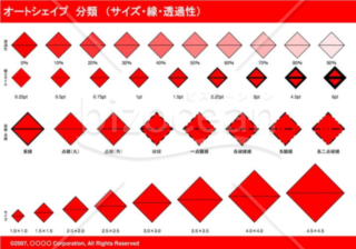 オートシェイプ　分類　（サイズ・線・透過性）　（レッド）