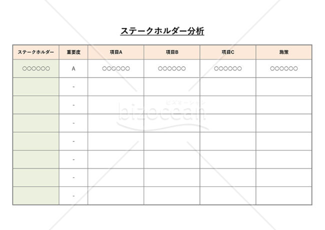ステークホルダー分析・Excel