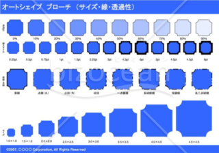 オートシェイプ　ブローチ　（サイズ・線・透過性）（ブルー）