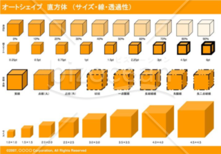 オートシェイプ　直方体　（サイズ・線・透過性）（オレンジ）