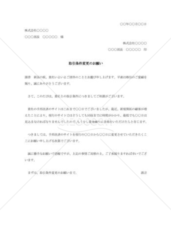 取引条件変更の交渉状