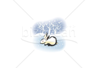雪景色の中のうさぎ（卯・兎）のイラスト