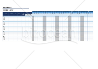 【1カ月用】ガントチャート・バーチャートスケジュール表（予定表・工程表）