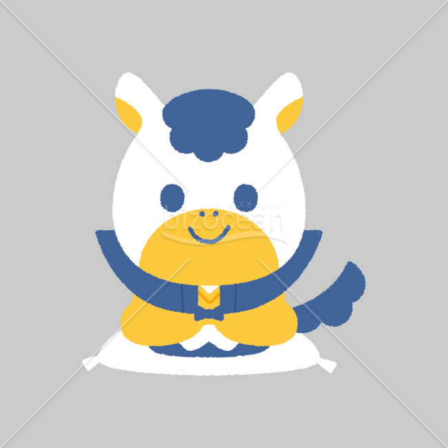 【2026年】「イラスト」黄色と青が爽やかな干支の午