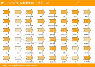 オートシェイプ　Ｖ字型矢印　（パターン）　（オレンジ）