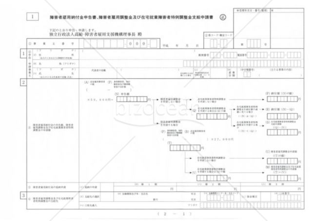 障害者雇用調整金支給申請書