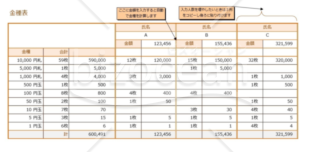 金種計算表