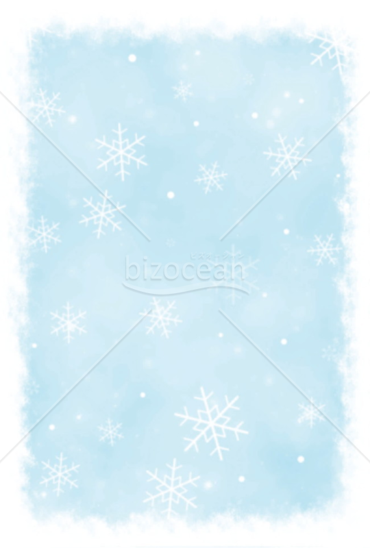 雪の結晶の余寒見舞いはがきイラスト3（ブルー）
