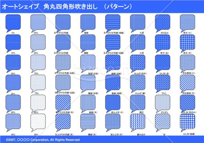 オートシェイプ　角丸四角形吹き出し　（パターン）(ブルー)