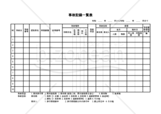事故記録一覧表