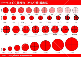 オートシェイプ　論理和　（サイズ・線・透過性）　（レッド）