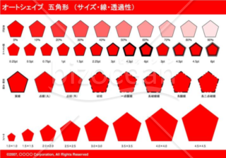 オートシェイプ　五角形　（サイズ・線・透過性）（レッド）