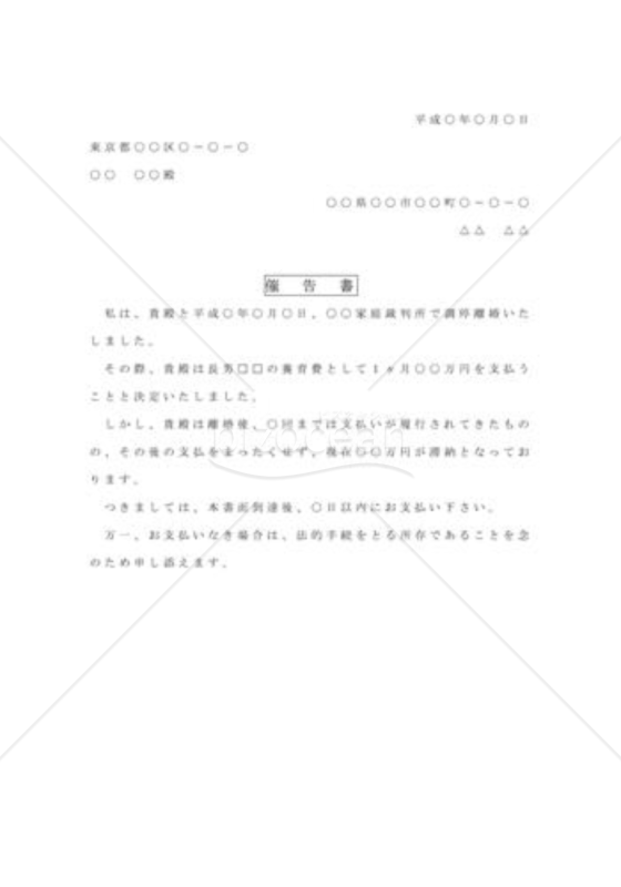 内容証明06（養育費支払請求）