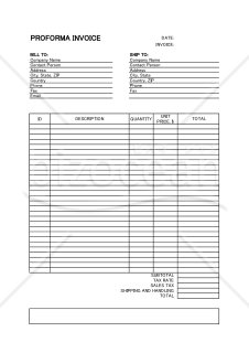 PROFORMA INVOICE（プロフォーマインボイス：英語で書かれた見積書）