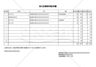 （株主総会参考資料）株主記載事項証明書（株主名簿）