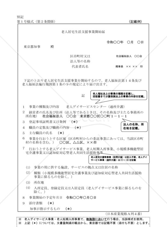 通所介護事業所の指定申請