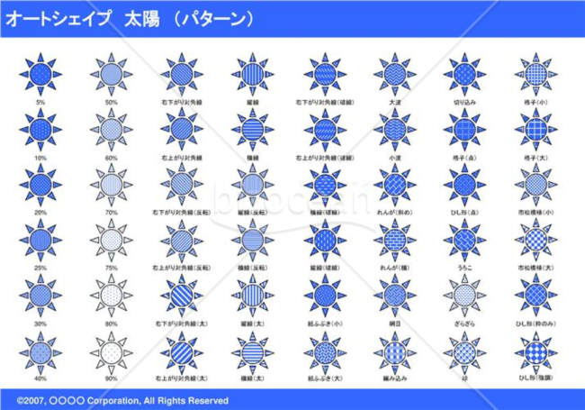 オートシェイプ　太陽　（パターン）（ブルー）