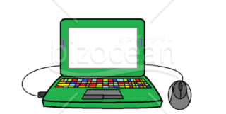 ノートパソコン　背景透明PNG　カラフル　グリーン　緑
