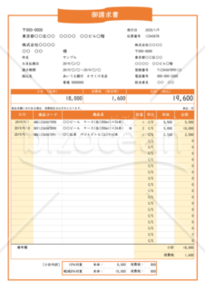 請求書（軽減税率・インボイス制度）オレンジ・リボン