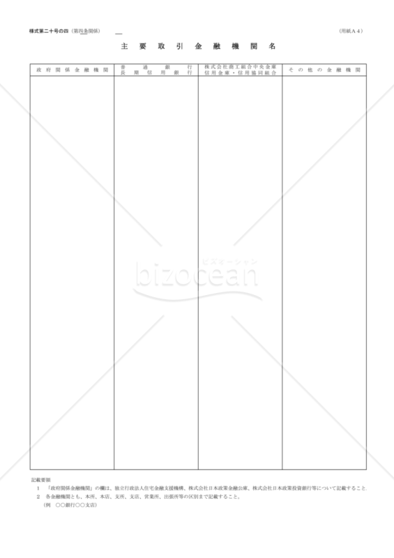 20第二十号の四【主要取引先機関】