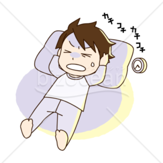 眠れず困っている男性のイラスト