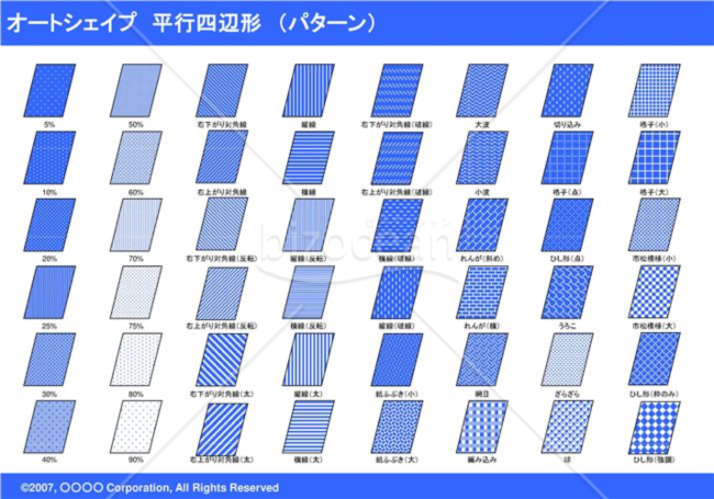 オートシェイプ　平行四辺形　（パターン）（ブルー）