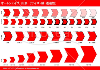 オートシェイプ　山形　（サイズ・線・透過性）　（レッド）