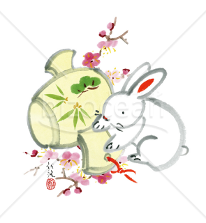 打ち出の小槌を抱えるウサギのイラスト 和風 Bizocean ビズオーシャン