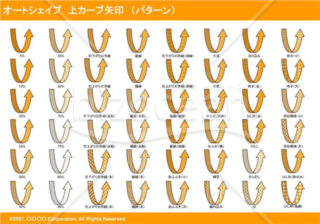 オートシェイプ　上カーブ矢印　（パターン）　（オレンジ）