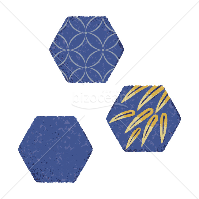 【2026年】「イラスト」七宝と笹を描いた紺色の亀甲紋