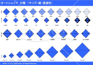 オートシェイプ　分類　（サイズ・線・透過性）　（ブルー）