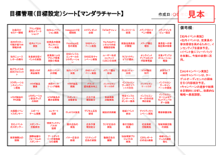 目標管理（目標設定）シート（マンダラチャート）・横・Google スライド【見本付き】