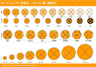 オートシェイプ　和接合　（サイズ・線・透過性）　（オレンジ）