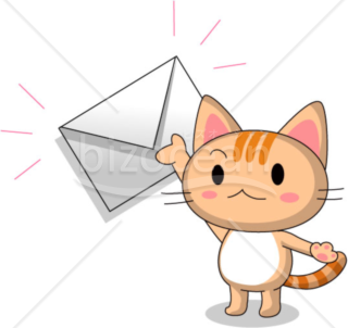 メール(手紙)を差し出す猫のイラスト