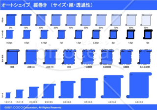 オートシェイプ　縦巻き　（サイズ・線・透過性）（ブルー）