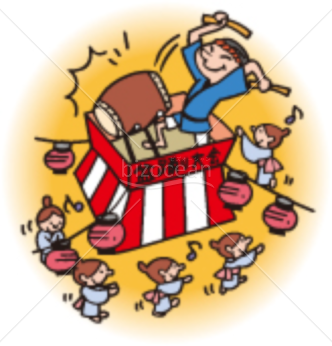 盆踊りの残暑見舞いイラスト