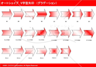 オートシェイプ　Ｖ字型矢印　（グラデーション）　（レッド）